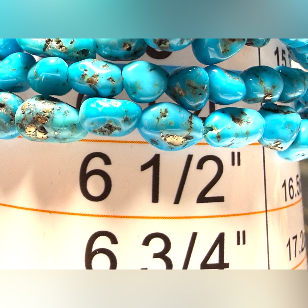 Neiman Marcus Bright Turquoise Leather Strap Nugget Bead Bracelet - Picture 2 of 8